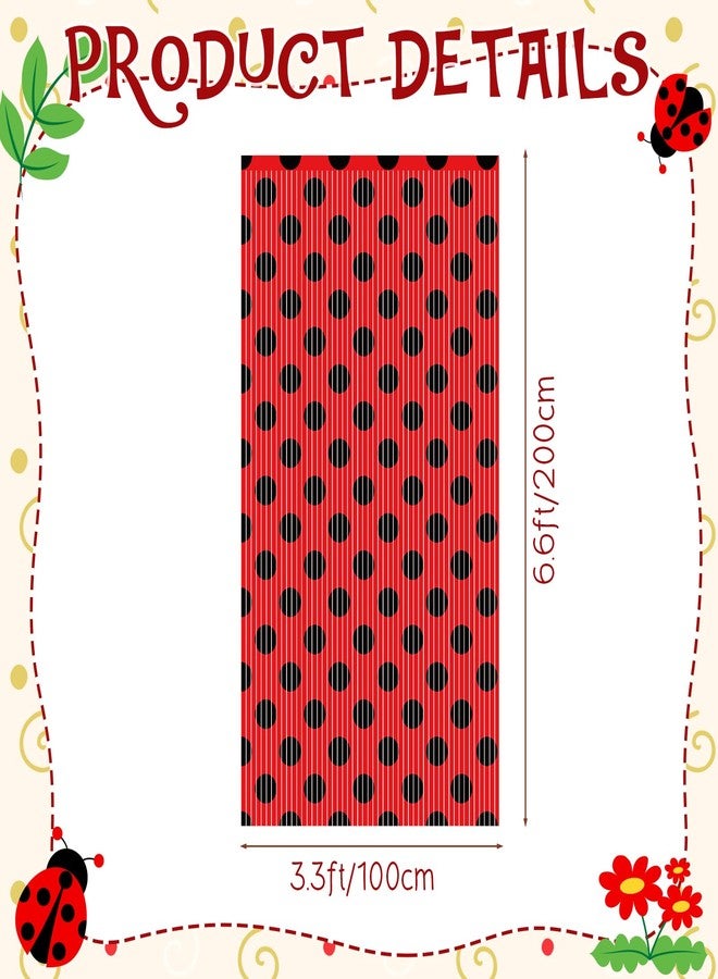 Tingjoo 5 Pcs Ladybug Foil Fringe Curtains Black and Red Foil Fringe Tinsel Curtain Ladybird Theme Party Supplies Polka Dots Streamers Backdrop for Baby Shower Birthday Party Decorations - Image 3
